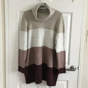 Reitmans Colorblock  Turtleneck Pullover Sweater Sz XXL